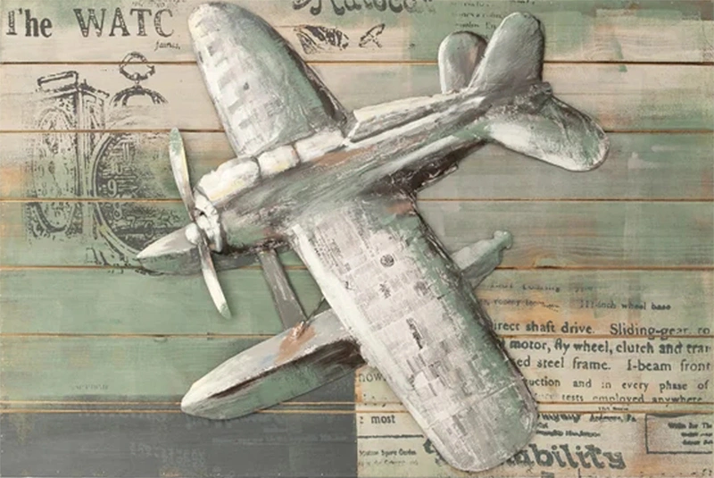 Vancy Arts Hammered Galvanized Fighter Plane Brings The Art Piece to Life Hammered Galvanized Hand Made 3D Metal Wall Art