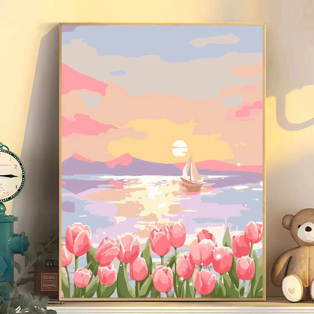 Digital Oil Painting DIY Simple Rose Flower Living Room Decoration Painting Sunset Rose Wholesale